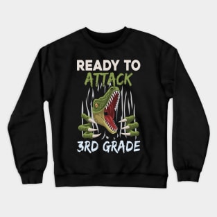 Dinosaur Kids Ready To Attack 3rd Grade Boys Back To School Crewneck Sweatshirt